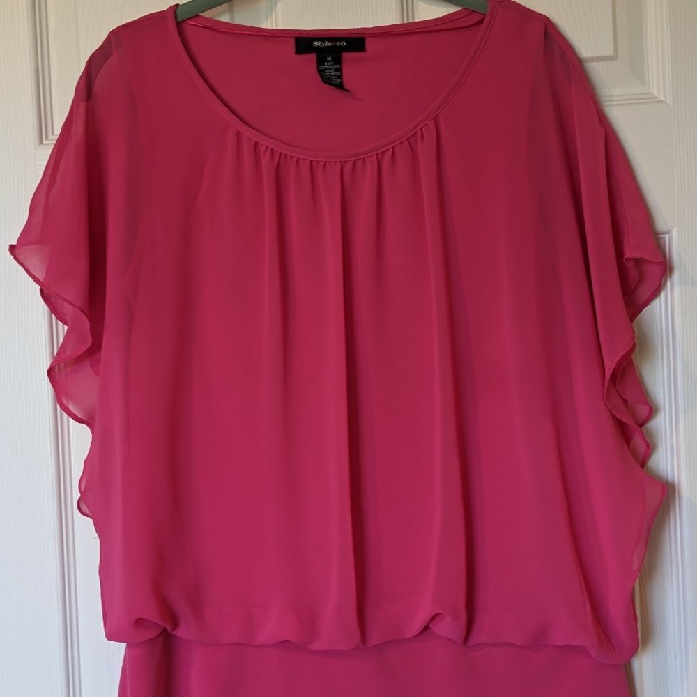 Macy's Style & Co Flowy Pink Top Size Medium